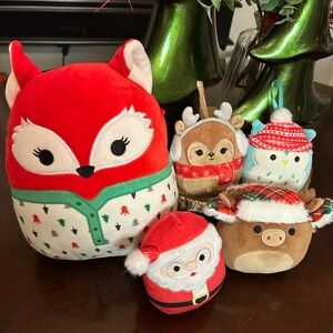 5 assorted‎ Squishmallow Lexi red Fox Pajamas Holiday Christmas Stuffed Animals